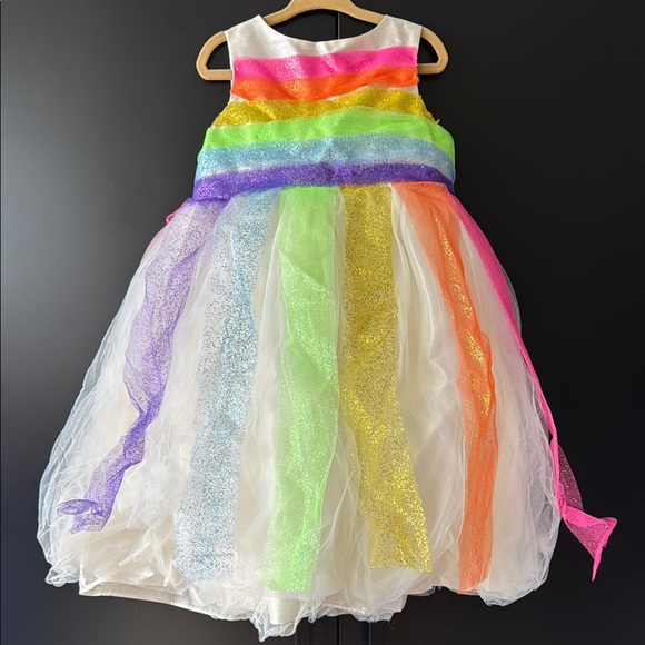 Halloween | Rainbow Tulle Dress | hand sewn rainbow | little girls size 5 - Picture 1 of 7